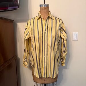 Vintage Austin Reed Yellow and Blue Striped Polin Button Down